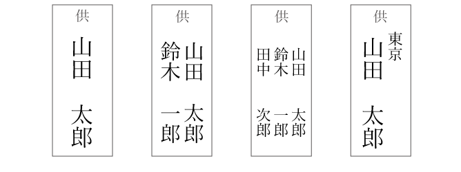 個人から贈る供花の立て札サンプル